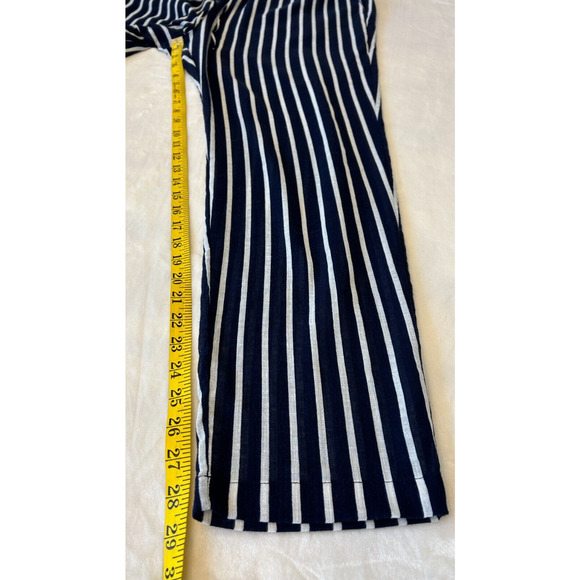 J Crew Women's Pull-On Cotton Drawstring Pant Size L Blue Striped Pockets Beach - Picture 5 of 9